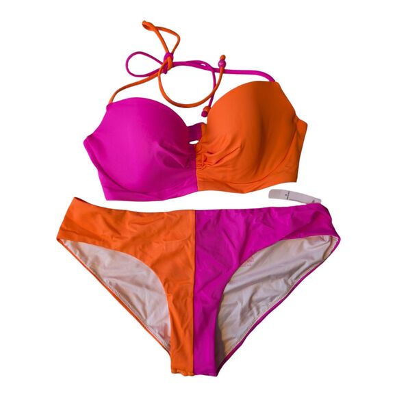 Victoria Secret Fabulous Colorblock Cheeky Swimsuit Bikini 32C Bottoms Small New - Picture 2 of 11